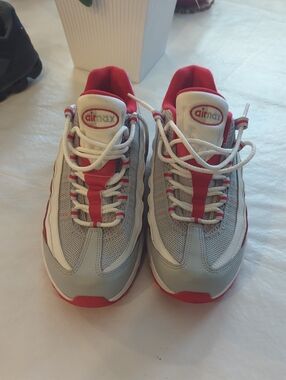 Nike Air Max Sneakers - White, Gray & Red Accents